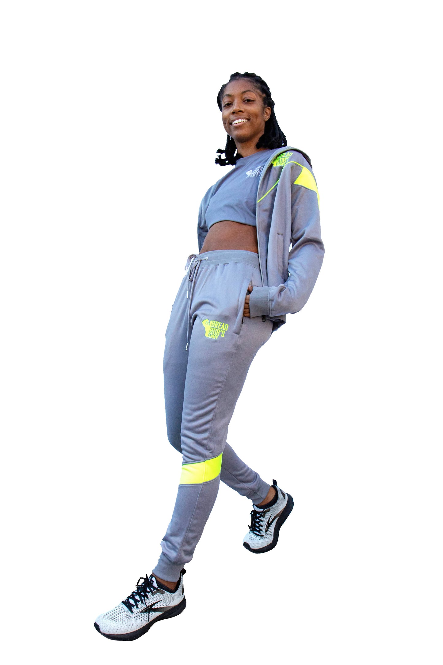 Grey and lime green BBA Joggers