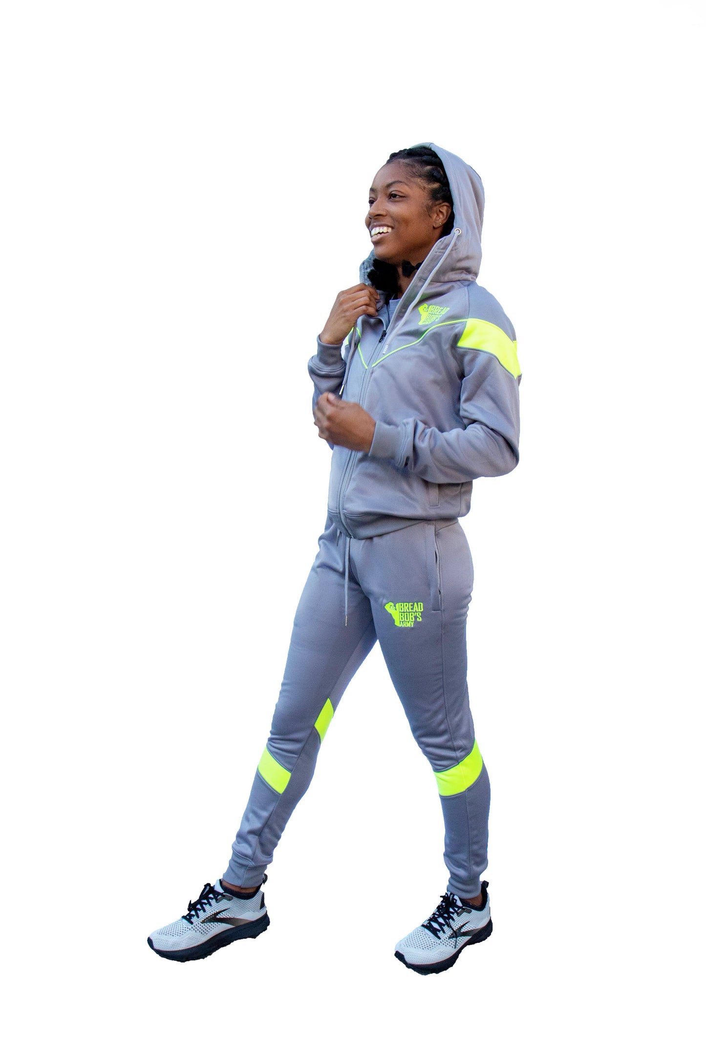 Grey and lime green BBA Joggers